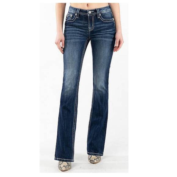 Miss Me Women's Embellish Pocket Flap  Bootcut Jeans Size 27 Style JP5489B2 - Picture 1 of 13